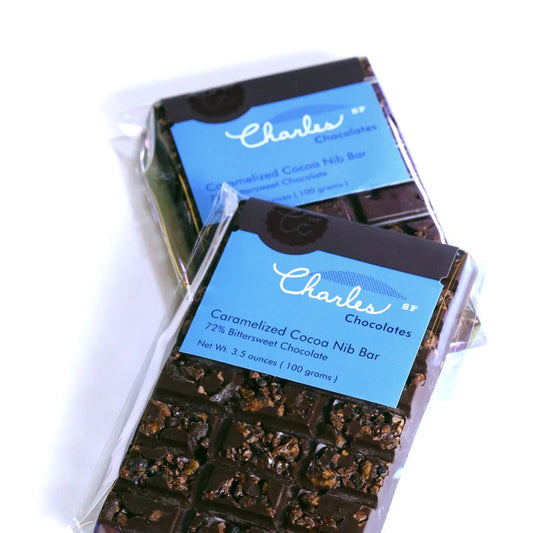 Charles Chocolates - Premium Chocolate Bar - Caramelized Cocoa Nib 3.5oz