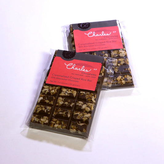 Charles Chocolates - Premium Chocolate Bar - Caramelized Crisped Rice (Bittersweet Chocolate) 3.4oz