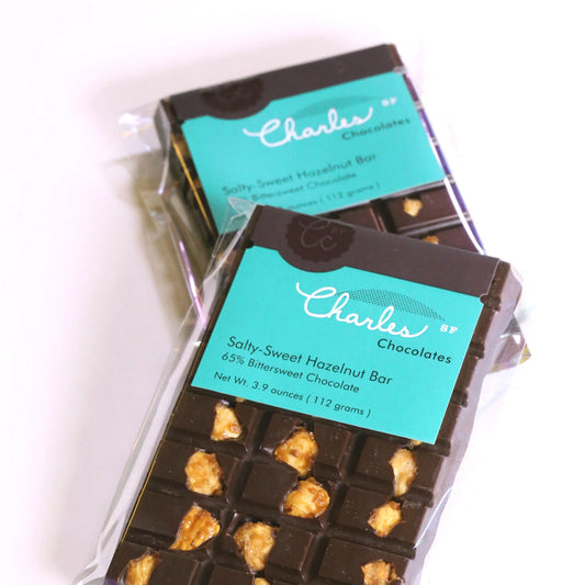Charles Chocolates - Premium Chocolate Bar - Salty-Sweet Hazelnut 3.9oz